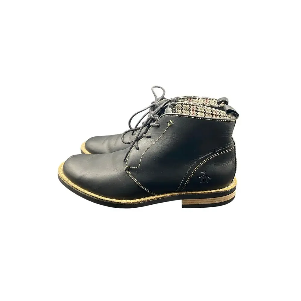 Original Penguin Black Leather Chukka Boots Men's US-8 UK 7